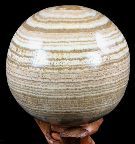 Polished, Banded Aragonite Sphere - Morocco #56996